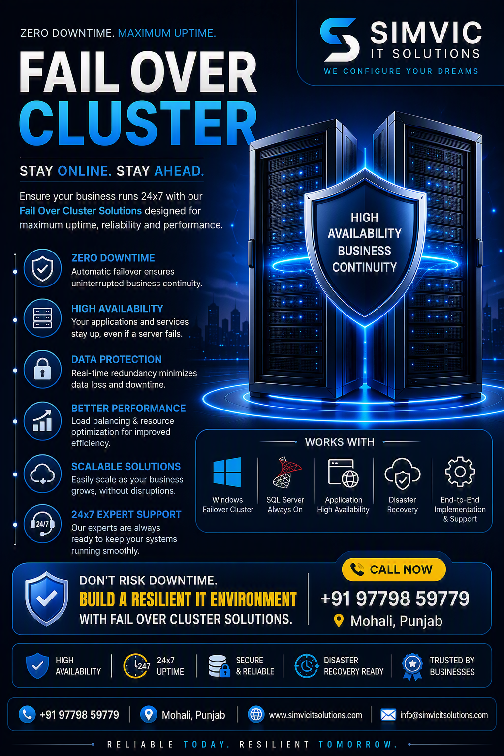 DON'T RISK DOWNTIME.  BUILD A RESILIENT IT ENVIRONMENT WITH FAIL OVER CLUSTER SOLUTIONS